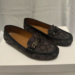 Coach Black and Gray Monogram Loafers